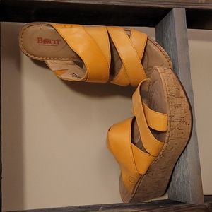 Born -orange criss-cross slip-on wedge